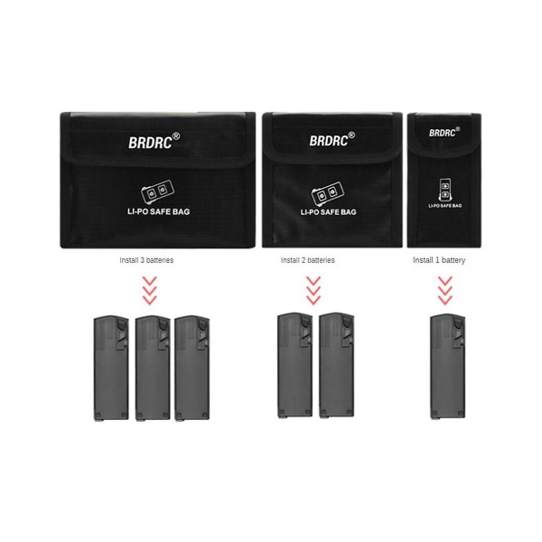 For 3/3 Pro Drone Battery Safe Bag Eksplosjonssikker beskyttelsesveske Batteriveske, for 2 batterier