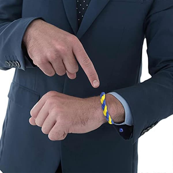 Gul Blå Magnetiskt Armband Handgjort Justerbart Rep Smycken 3-pack