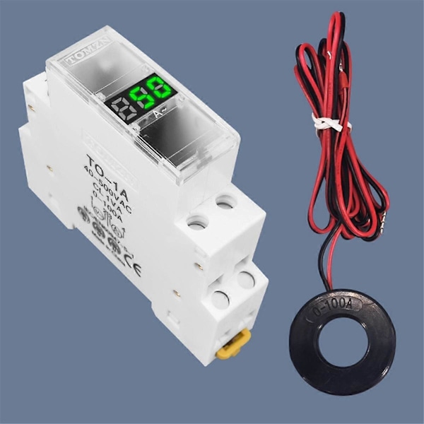 DIN-skena Enfas Amperemeter AC 40-500V Mini Modulär Amperemätare Indikator LED Digital Display, Ej Transparent