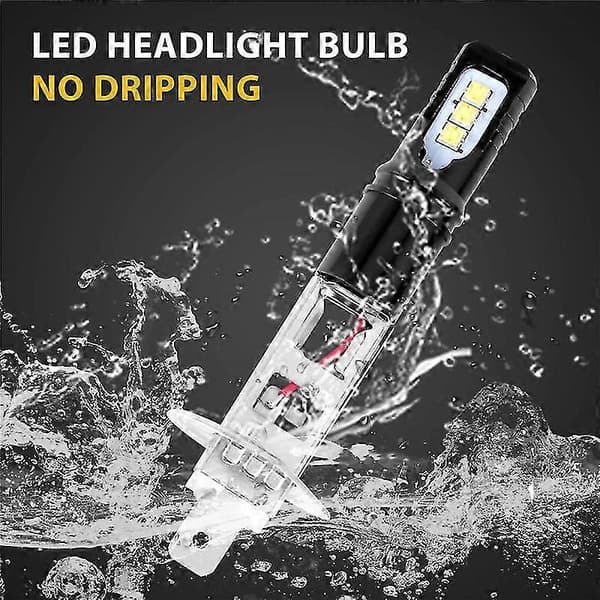 2x H1 6000k Super Sterkt Hvitt 6000lm Drl Led Frontlykt Kit Fjernlys