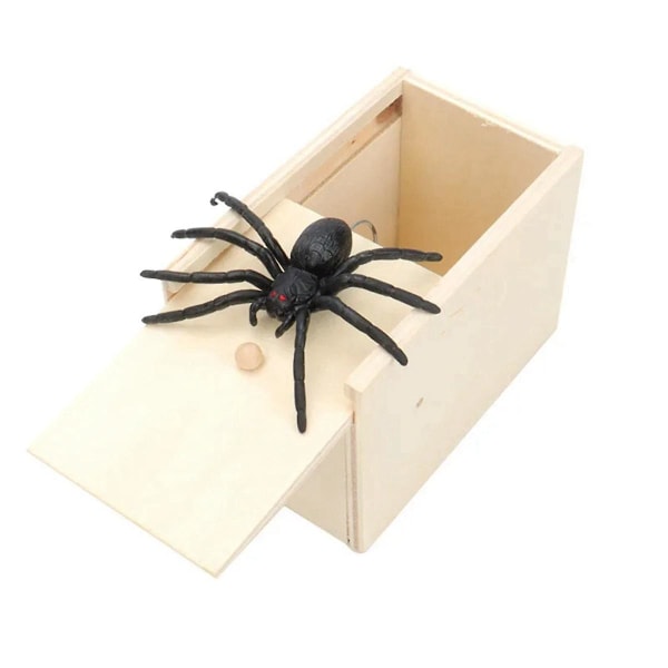 2 kpl Hämähäkkikeppari, käsintehty puinen hämähäkkiraha-yllätys laatikossa, kepposet lelut Adulle