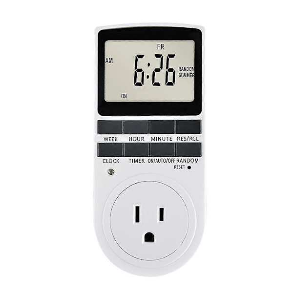 Pakke med 2 digitale stikdåser med timer, LCD-display, 10 programmerbare koblingsprogrammer, 24 timer og 7 dage, energibesparende timerstik til elektriske apparater