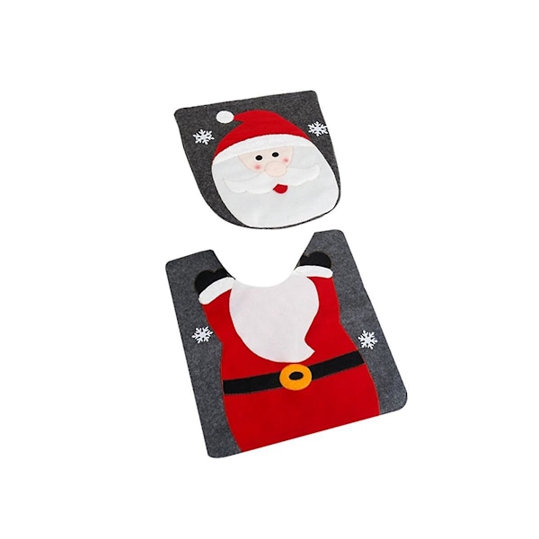 Jul Toalettsitsöverdrag och Matta Set Juldekoration Badrum Jultomte Stil