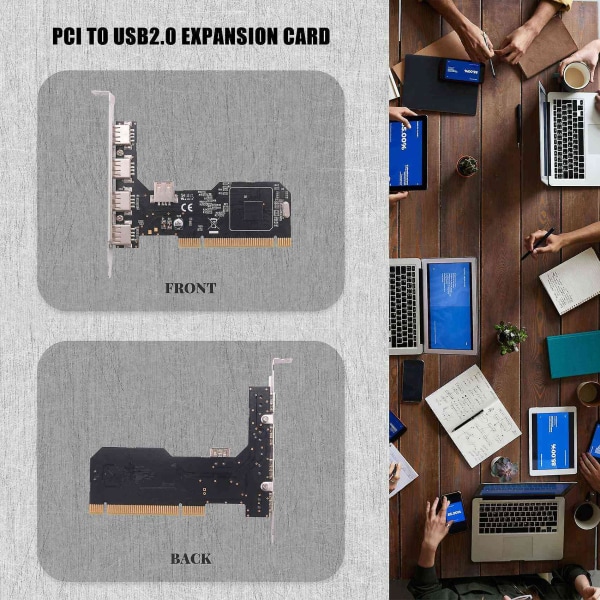 PCI till USB2.0 Utbyggnadskort Dator PCI till 5 USB2.0 480mbp Hub Chip Utbyggnadsadapterkort