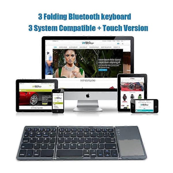 Trådløst Sammenleggbart Tastatur Bluetooth-tastatur Med Touchpad For Windows, Android, IOS, Telefon, Multifunksjonsknapp Mini-tastatur
