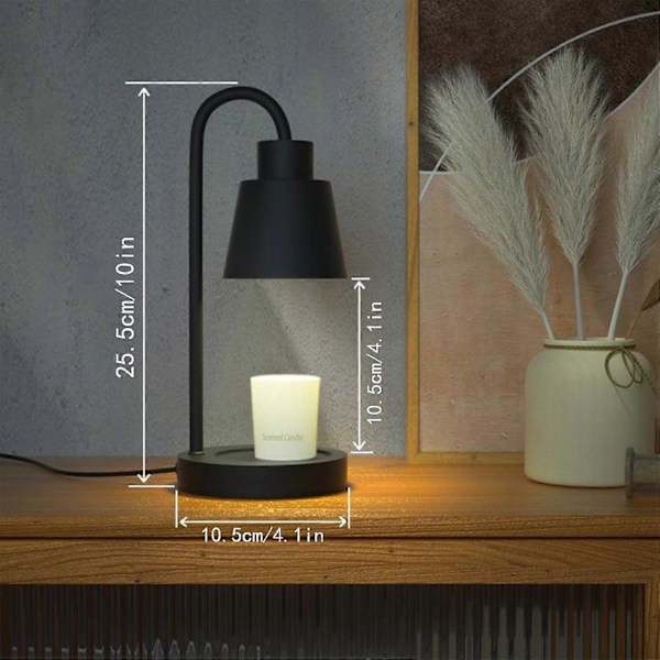 Dæmpbar Lysvarmer Lampe med Timer, Praktisk og Sikker Lyslampe til Duftlys i Glas, Varmelegeme med 2 Pærer, Sort