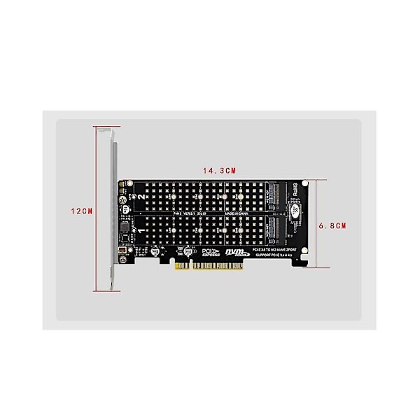 PCI-e X8 X16 Dubbel Disköverföringskort NVMe M.2 Mkey SSD Raid Array Expansionsadapter Moderkort P