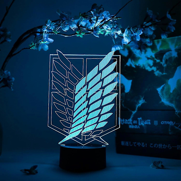 Scout-rykmentin symboli Otaku-lamppu Hyökkäys Titania vastaan Anime-lamppuhahmo Yövalo, 16-värinen RGB LED Kaukosäädin