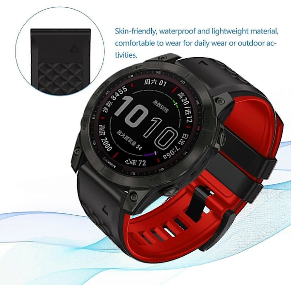 Quickfit Silikonarmbånd for Garmin Fenix 7/fenix 6/fenix 5-serien
