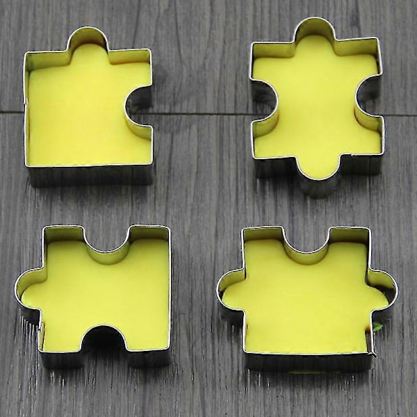 4 stk./sæt Kiksform Rustfrit Stål Puslespilsbrik Cookie Cutter Kage Rammeform Bageværktøj Til