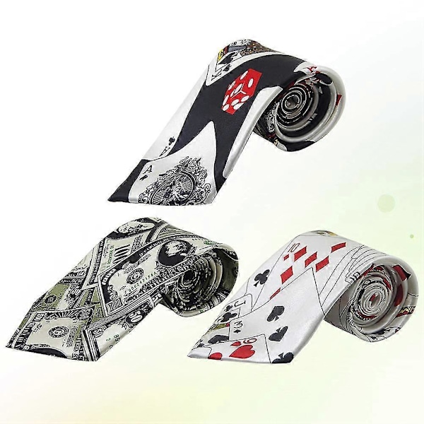 3 stk. Kreativ Poker Terninger Print Slips Mode Tryllekunstner Slips Udklædning Kostume Rekvisitter Fest Slips