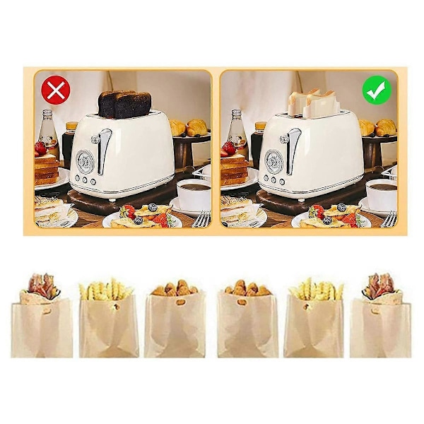 Genanvendelige Toasterposer Non-Stick Toast Sandwichposer, Plastikpose til Sandwiches Let at Åbne, Toastposer 10 stk. A