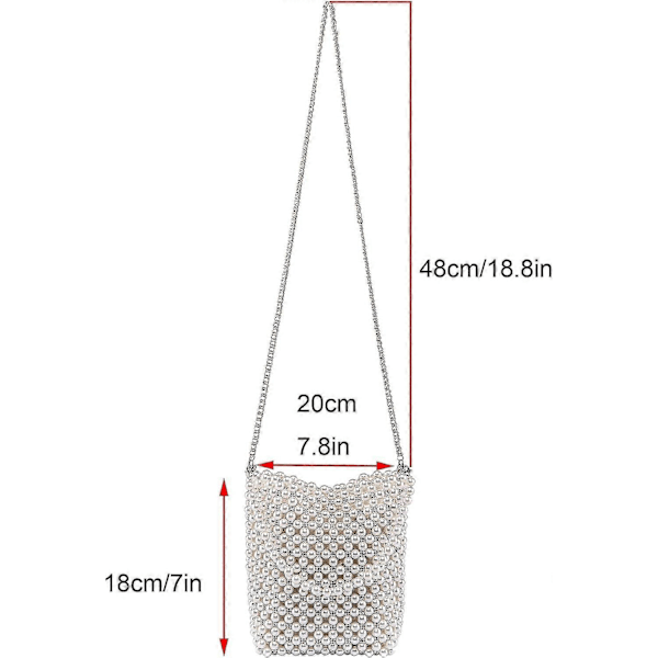 Dame Perlebesat Håndtaske Perle Clutch Taske Aften Håndtaske Crossbody Spand Perle Tote Skuldertaske Top-håndtag Kæde