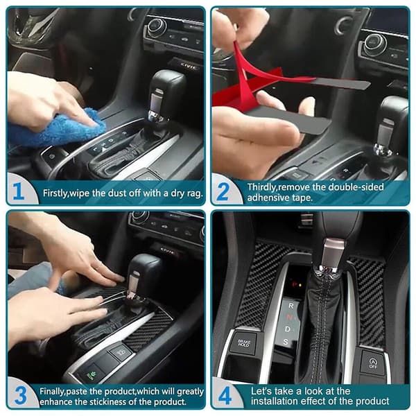 3X Kolfiber Center Console Trim Strip för C-klass W204 2007-2010
