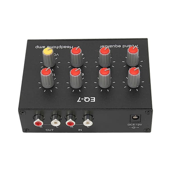 7-bånds lyd Equalizer RCA Output Input 3.5mm Interface Dual Channel Digital Equalizer til biler 100?240V US Stik