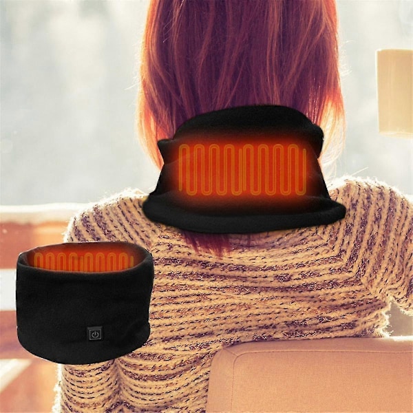 Vinter Elektrisk Oppvarmet Halsvarmer USB Oppladbar Halsvarmer 3 Hastighetsjustering Fleece Halsduk-B15