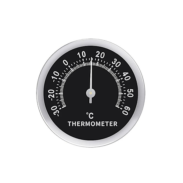 Mini Thermometer Mechanical No Battery Analog 58mm Car Temperature Gauge with Double-sided Sticker -30C~60C Measuring Range