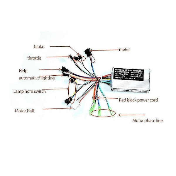 36v 17a 250w 350w Motor Controller E-cykel Børsteløs Hastighedscontroller Og S866 Lcd Displaycontroller