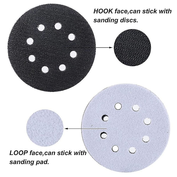 6 stk. 5 tommer (125 mm) 8-hullers blød svampeinterface-pude til slibepuder og kroge- og løkkeslibeskiver til overfladepolering