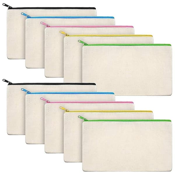 10 stk. Canvas Makeup Tasker Canvas Lynlås Pung Tasker Blyant Etui DIY Håndværk Tasker Til Rejser DIY Håndværk S