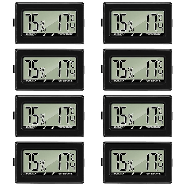 Termometer Hygrometer Mini LCD Digital Inomhus Thermo-Hygrometer Luftfuktighetsmätare för Kontor Barnrum Vardagsrum Kylskåp