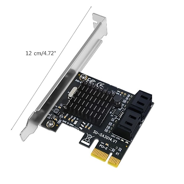 4-ports SATA3.0 6Gbps PCIe til SATA3 Adapter Konverter PCIE Utvidelseskort