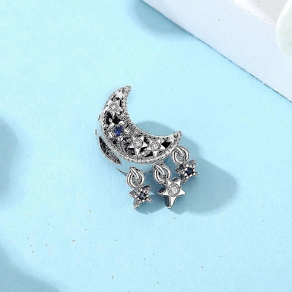 925 Sterlinghopea Charms Helmet Astronautti Galaksi Tähti Kuu Riipus Charmi Sopii Pandora Rannekoruihin Lahja Korut Naisille 3