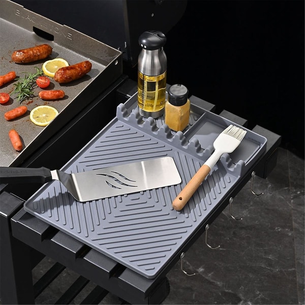 Bbq-matto Blackstonelle, elintarvikelaatuinen silikoniritilän cover grillityökalualustan pidike 15,9x11,6 tuuman harmaa