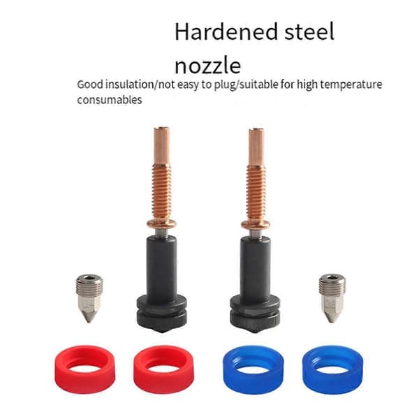 Oppgradert High Flow 0.4mm Dyser Herdet Stål/Kobber/Titanium /TC4 Materiale for Hotends 3D-skriverdeler