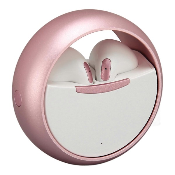 Langattomat Bluetooth 5.0 -nappikuulokkeet, joissa on melunvaimennus, stereokuulokkeet, metalliset 360 astetta kääntyvät kuulokkeet musiikin kuunteluun, pelaamiseen ja puheluihin, pinkki