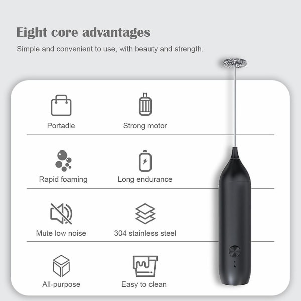 Håndholdt Elektrisk USB Genopladelig Mini Skum Maker Drikke Mixer Pisk Beater Til Kaffe Latte Matcha