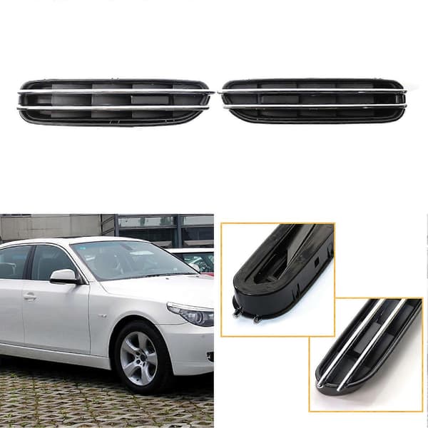 2 stk. Side Skjerm Luftstrøm Ventil Grill Slitesterk Enkel Installering ABS Side Luftstrøm Ventil Erstatning for BMW 5-serie E39 E60 M5 1991-2010