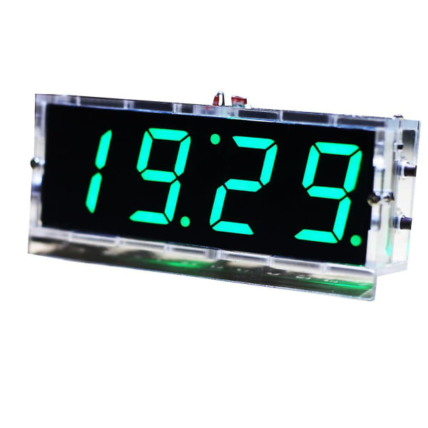 DIY Digital LED Clock Kit 4-siffrig Ljuskontroll Temperatur Datum Tid Display Med Transparent Case