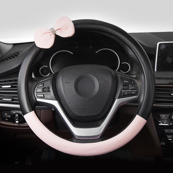 Söpö ohjauspyörän cover naisille, vaaleanpunainen keula auton ohjauspyörän cover(1 kpl, vaaleanpunainen)