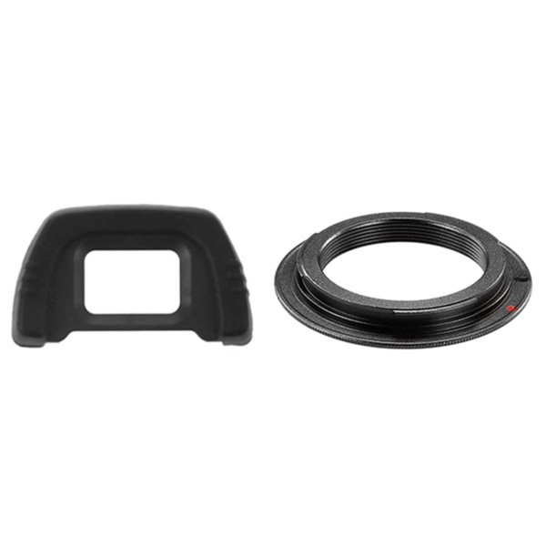 2 Pcs Camera Accessories: 1 Pcs -21 Black Rubber Coated Eyecup Eyepiece & 1 Pcs Black Metal Lens Mo