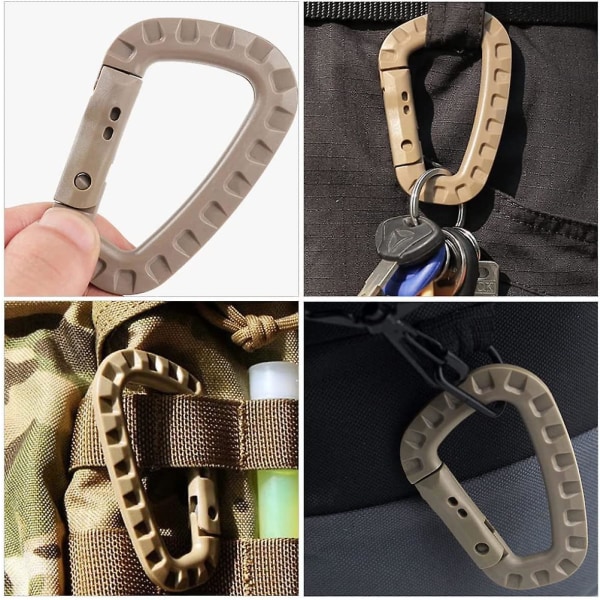 Nøkkelring Karabiner Fjærspenne Nøkkelring Fob Låsespenne Utendørs Rustfritt Stål Spenne (khaki) (20stk)