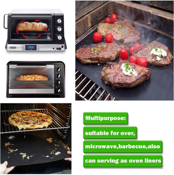 Teflon utendørs grillmatte, non-stick, høy temperaturbestandig BBQ grillmatte, kobber grillmatte PTFE (3 STK)