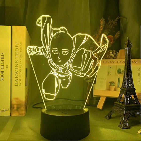 SBSG One Punch Man Saitama Figur LED Nattlampe for Hjemmedekorasjon Nattlys Kul Manga Butikk Dekor Ideer Bord 3D