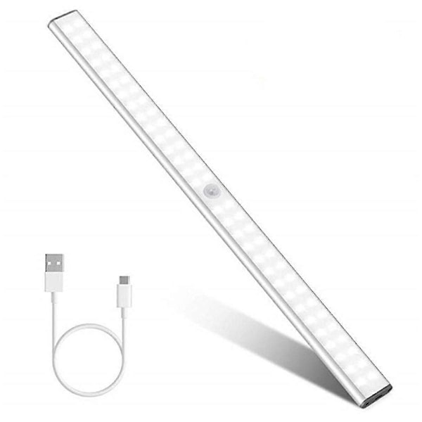60 LED USB Genopladelig Bevægelsessensor Skab Nat Lys Hvidt Køkken Skab Lampe Bar