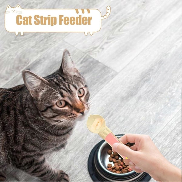 Kattgodis Sked | Skjutbar Strip Press Kattmatare | Flytande Snacks för Husdjur