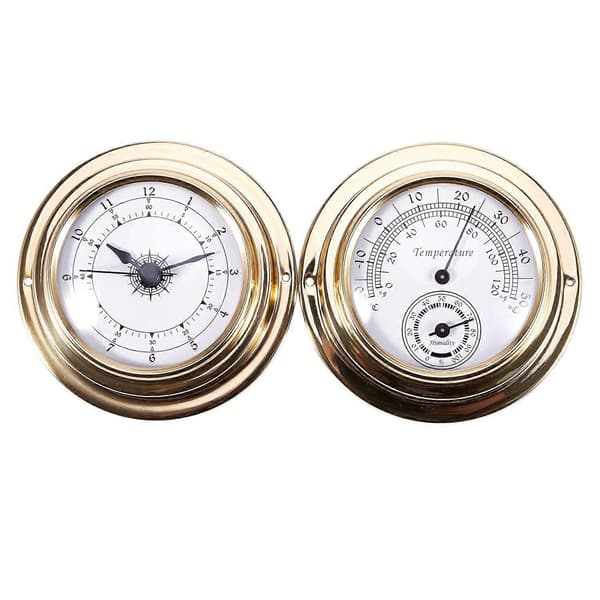 Termometer Hygrometer Barometer Klockor 2 Hela Set Väderstation Mätare