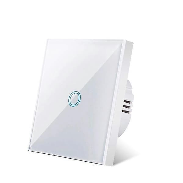 EU Touch Switch AC100-240V Hærdet Sort Hvid Krystal Glaspanel Strøm Væg Lys Sensor Afbrydere touch one white