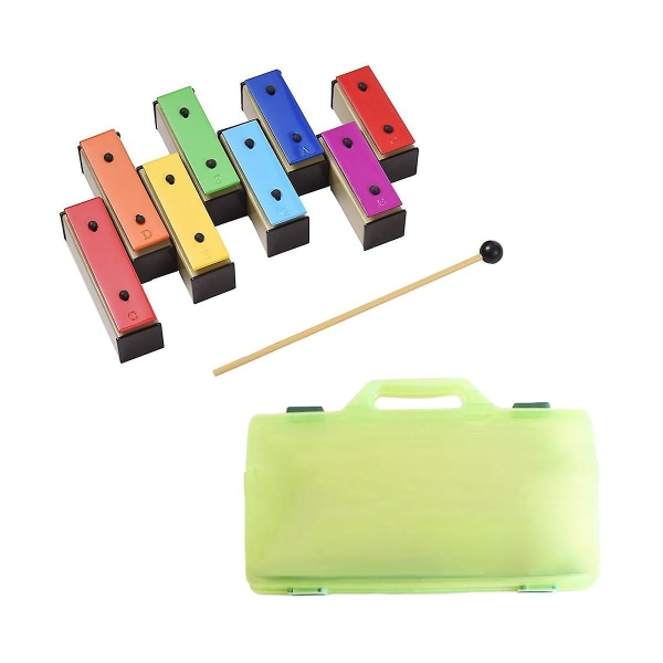 8-noters xylofon färgglada klockspel Avtagbar regnbågsfärg metallplattor resonator med plast