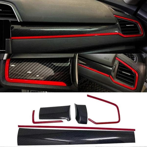 6 stk. Bil Centerkonsol Trim Til Honda Civic 10. Gen 2016-2020