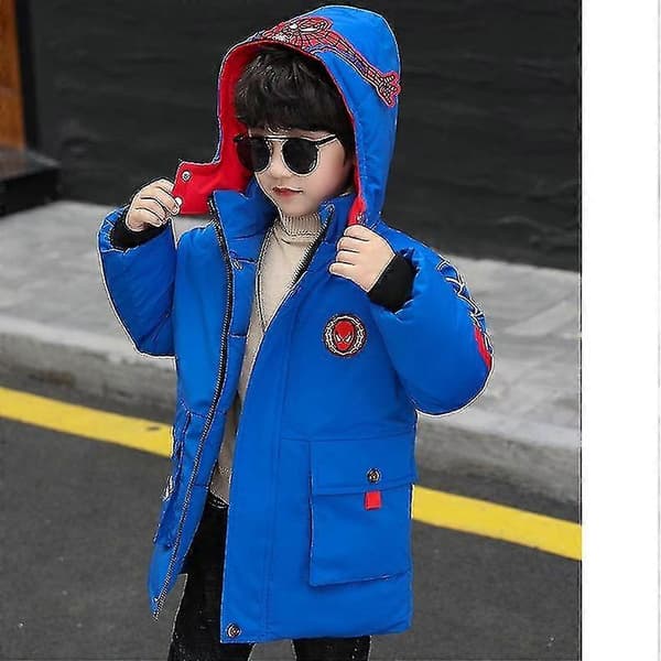 Spider-Man Hooded Jacka Barn Vinter Varm Kappa A 130cm (6-7years) Blue