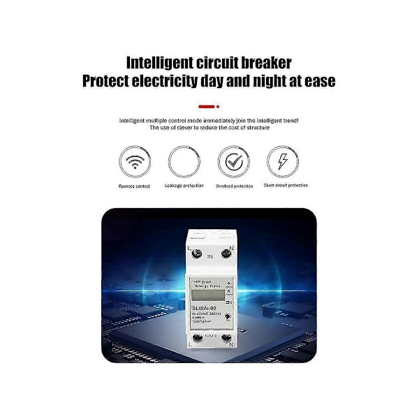 Tuya WIFI DIN-skena Energimätare Smart Fjärrkontroll Strömbrytare Elektronisk Mätare AC 220V Kwh F
