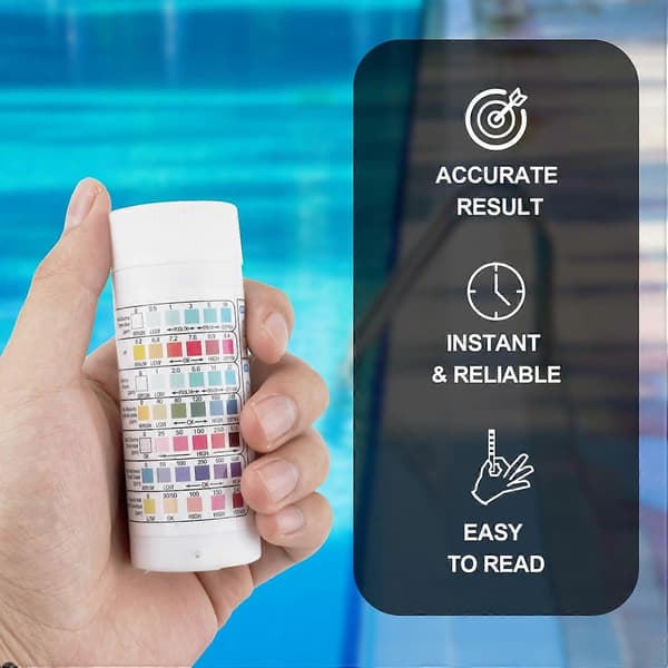 50/100 Strips 7 i 1 Pool Test Strips, Vand Test Strips til Pool Spa Hot Tub Test Strips pH Test Strips Nøjagtig Vandkvalitet Test Kit Test pH Ch 100pcs