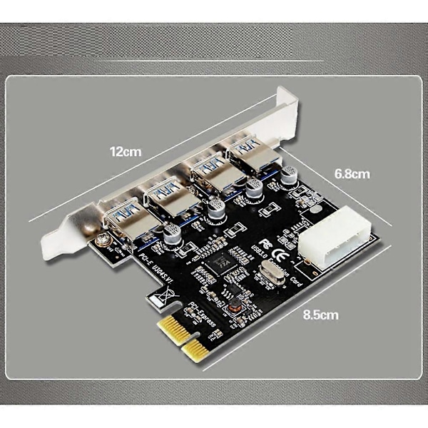 4 Port USB 3.0 PCI-E Udvidelseskort PCI Express PCIe USB 3.0 Hub Adapter 4-Port USB3.0 Controller