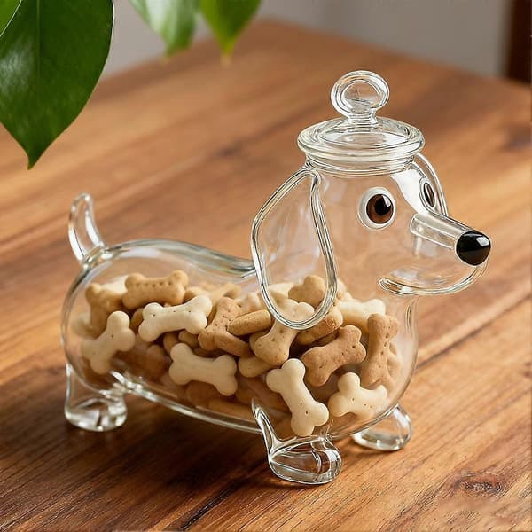 Gravhund Glas Hundeglas Glasbeholder Med Låg Lufttæt Opbevaringsbeholder Til Kæledyrsfoder