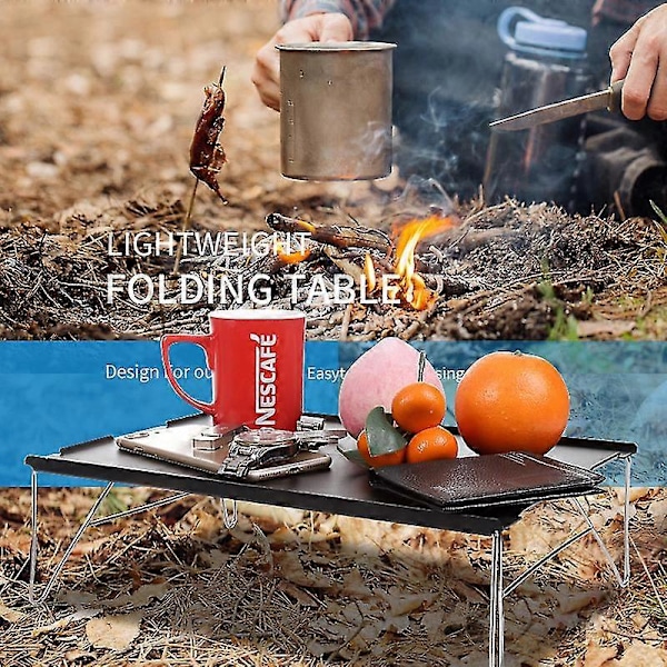 Mini Hopfällbart Bord i Aluminiumlegering Portabelt för Bergsklättring Camping Grillning Tältbord